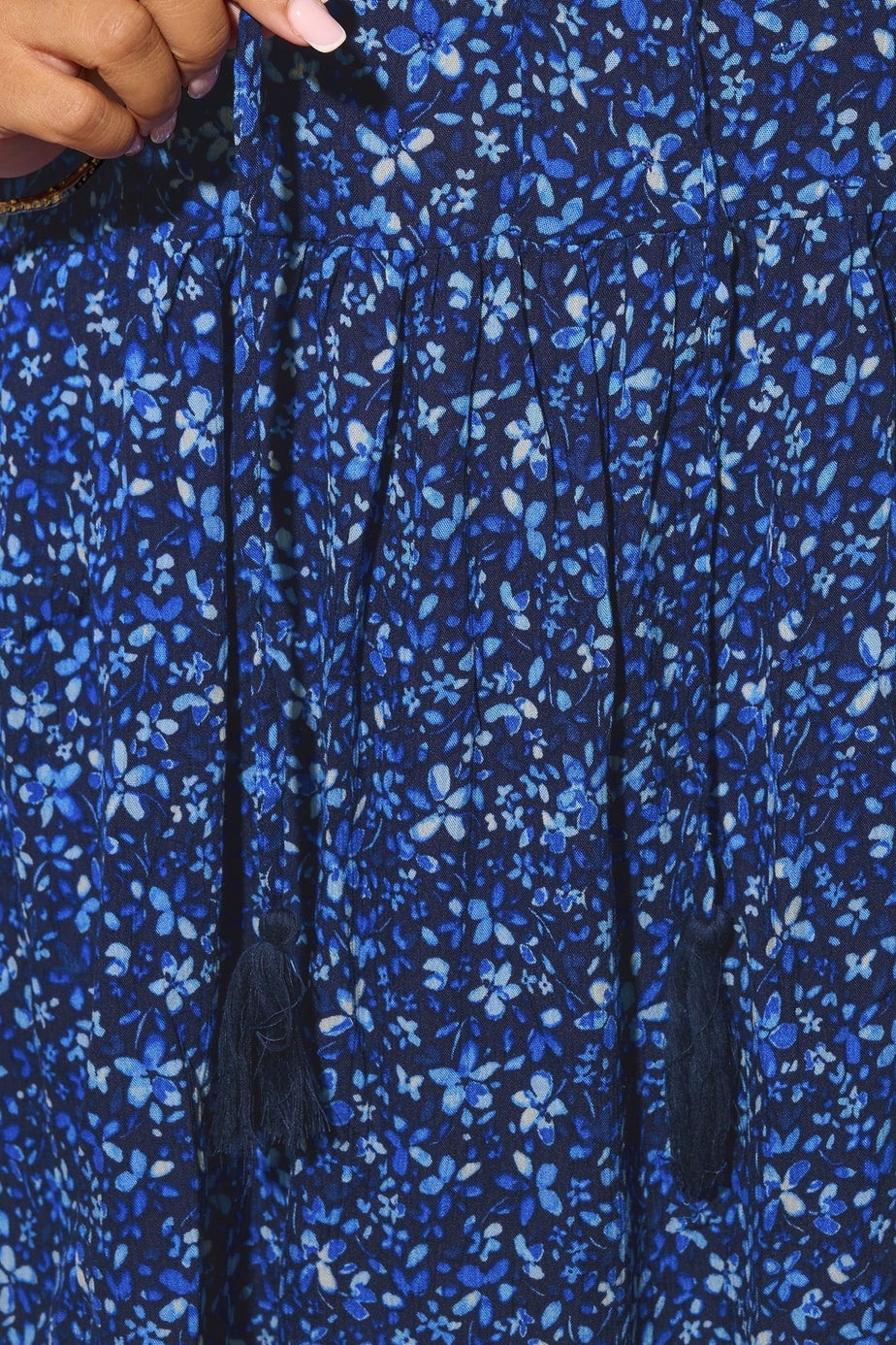 YOURS Curve Blue Floral Print Tie Front Top