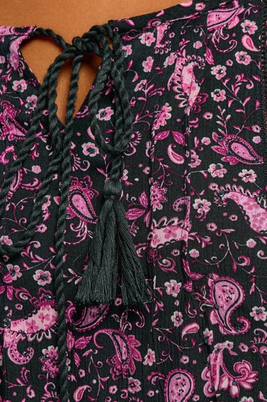 YOURS Curve Pink Paisley Print Tie Front Top
