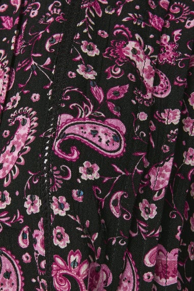 YOURS Curve Pink Paisley Print Tie Front Top