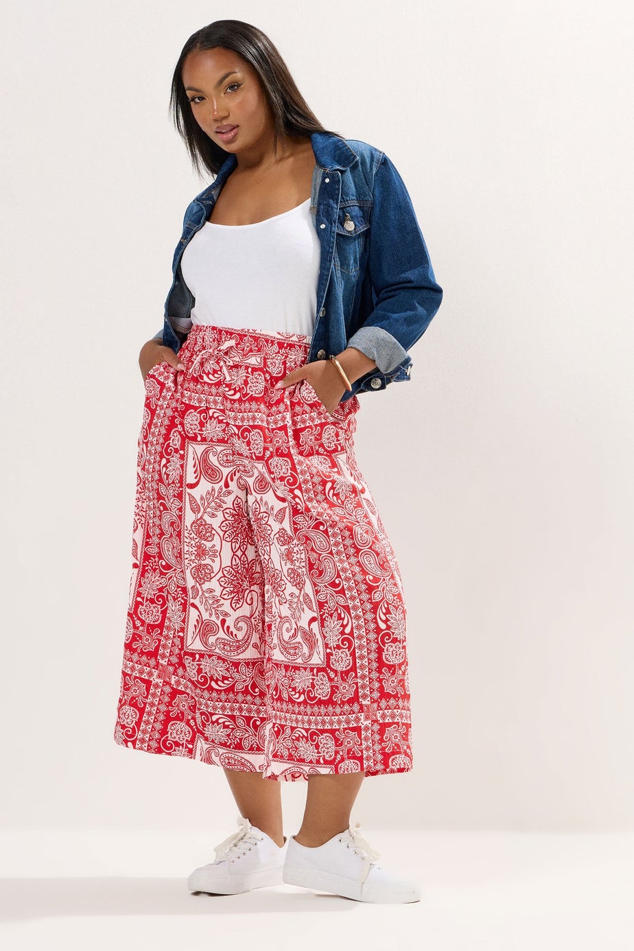 Yours Curve Red Paisley Midaxi Culottes