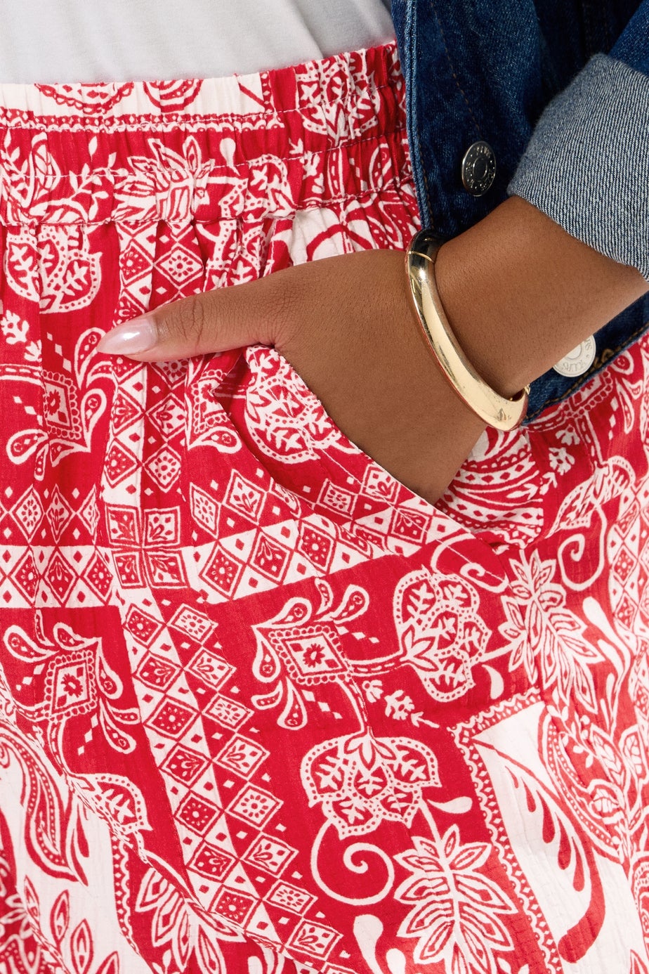 Yours Curve Red Paisley Midaxi Culottes