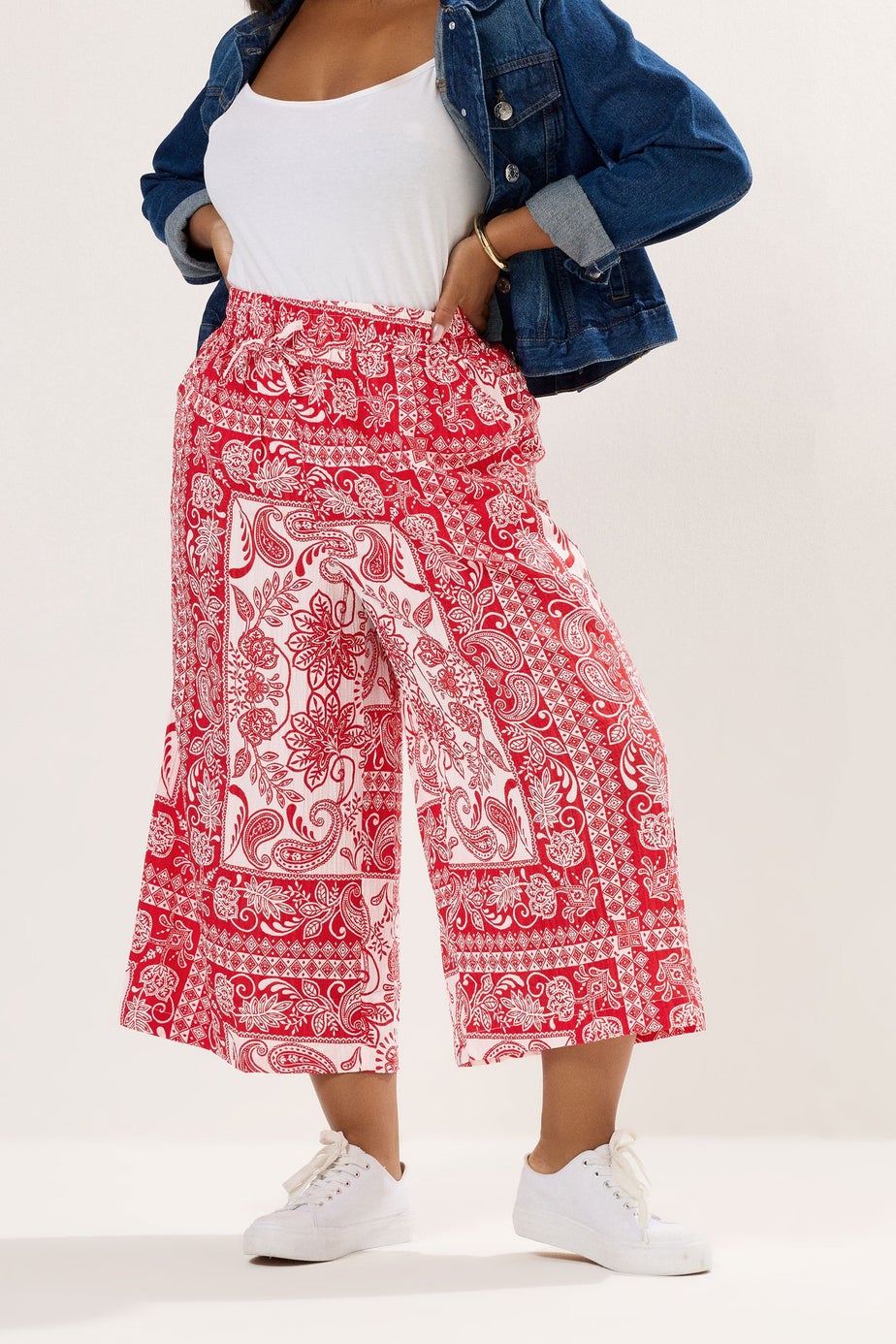 Yours Curve Red Paisley Midaxi Culottes