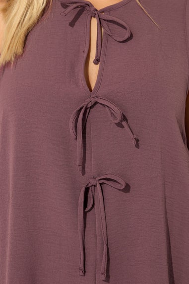 Yours Curve Purple Tie Front Smock Vest Top