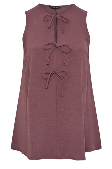 Yours Curve Purple Tie Front Smock Vest Top