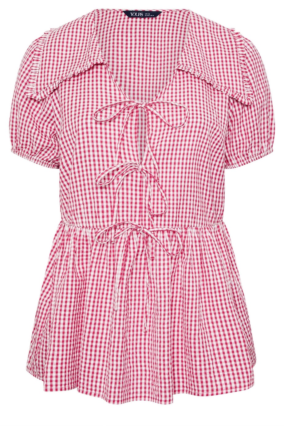 YOURS Curve Red Gingham Tie Front Blouse