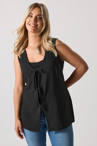 Yours Curve Black Bow Tie Front Waistcoat