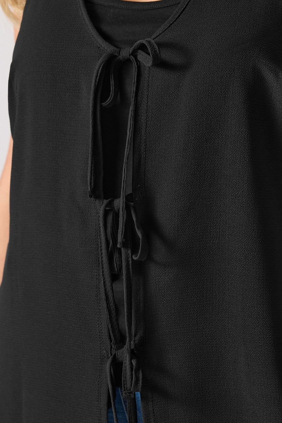 Yours Curve Black Bow Tie Front Waistcoat