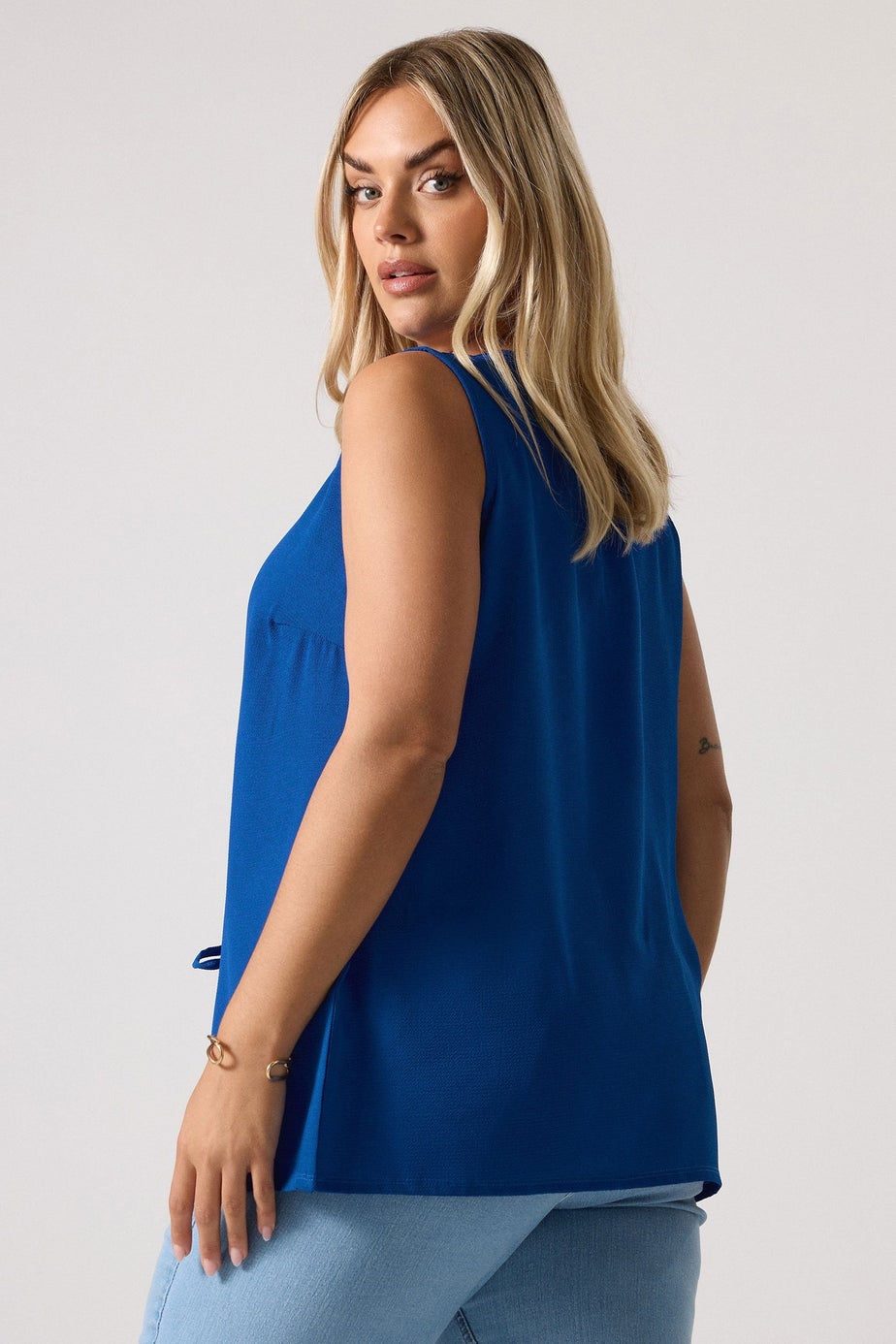 Yours Curve Cobalt Blue Bow Tie Front Waistcoat