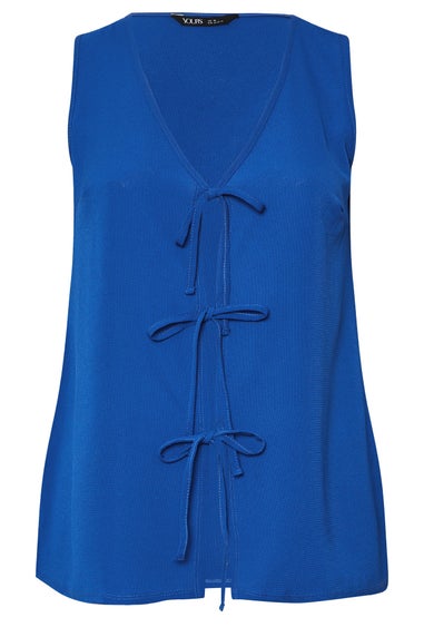 Yours Curve Cobalt Blue Bow Tie Front Waistcoat