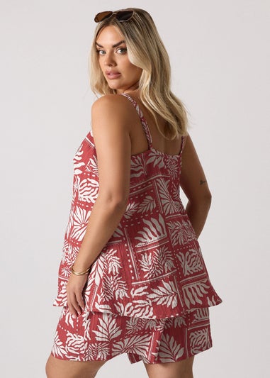 Yours Curve Burnt Orange Leaf Print Cami Top