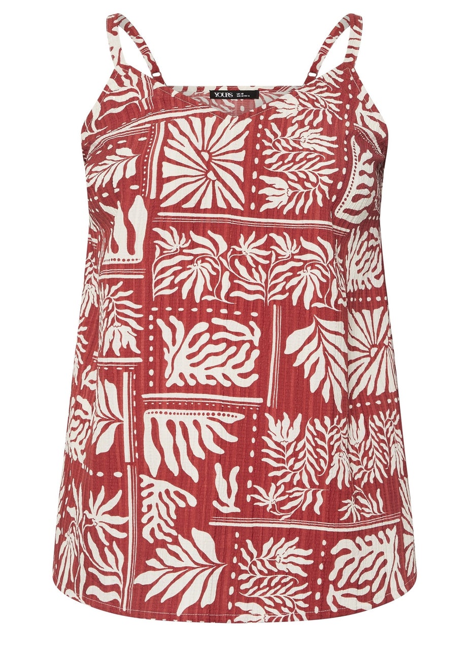 Yours Curve Burnt Orange Leaf Print Cami Top