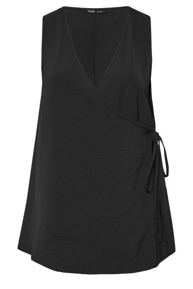 Yours Curve Black Wrap Vest Top