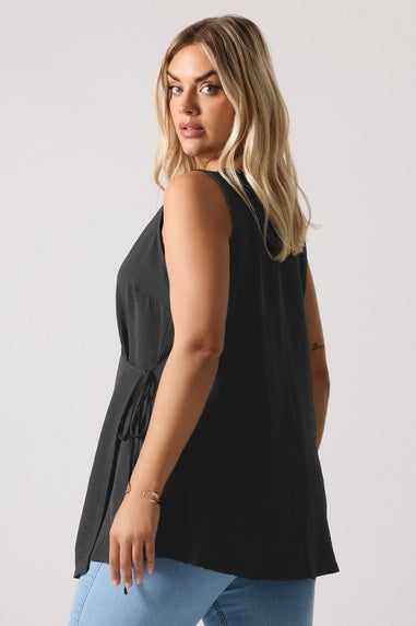 Yours Curve Black Wrap Vest Top