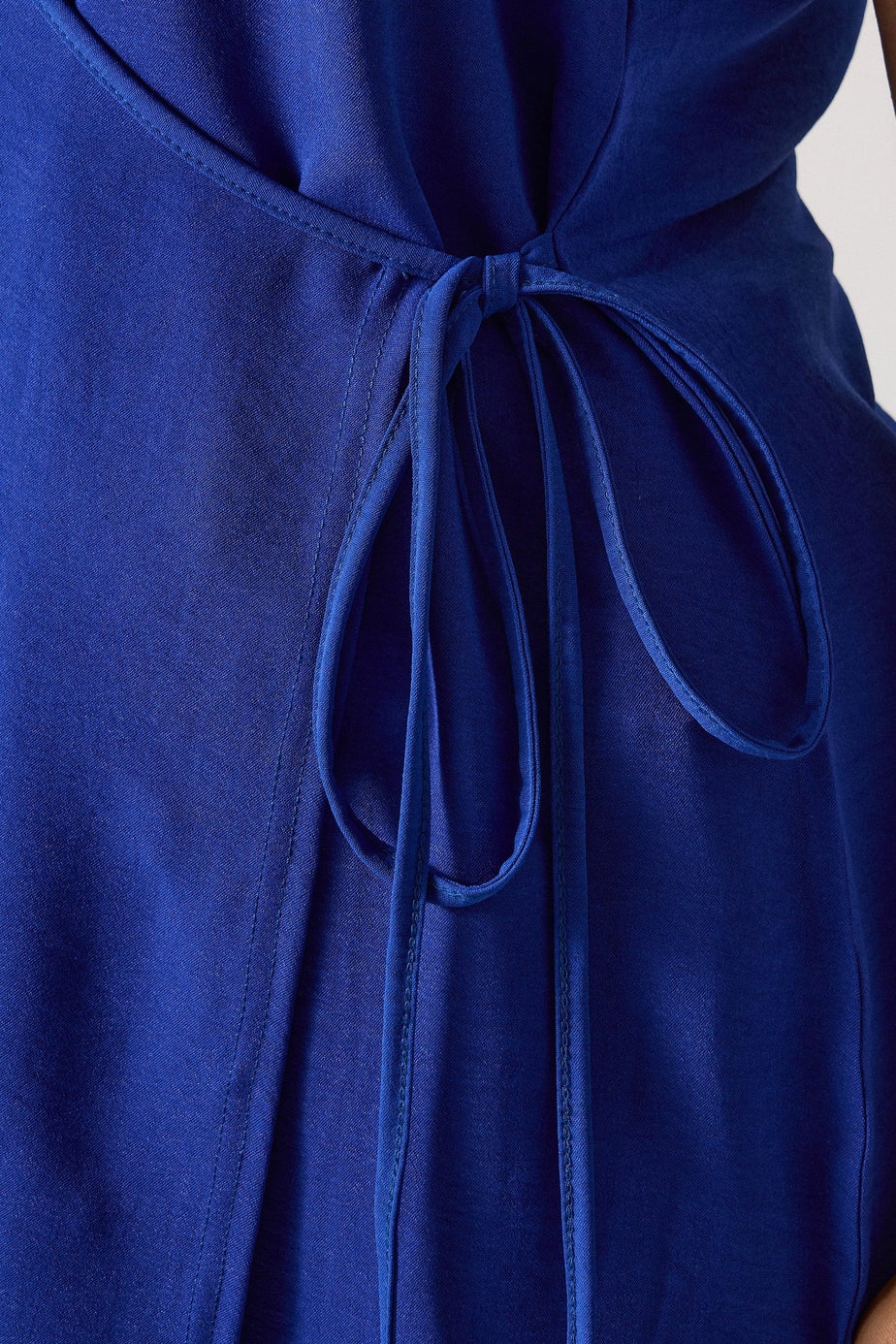 Yours Curve Cobalt Blue Wrap Vest Top
