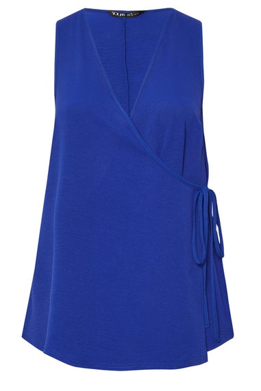 Yours Curve Cobalt Blue Wrap Vest Top