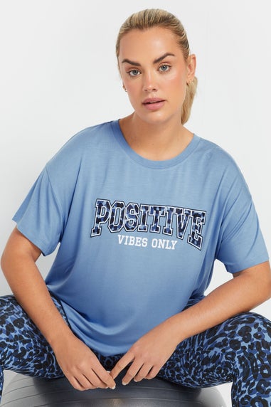 Yours Active Curve Light Blue Positive Vibes Only Top