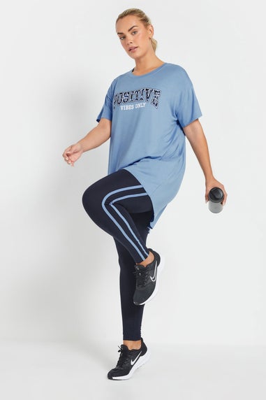 Yours Active Curve Light Blue Positive Vibes Only Top