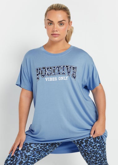 Yours Active Curve Light Blue Positive Vibes Only Top
