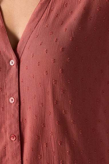 YOURS Curve Rust Orange Textured Dobby Blouse