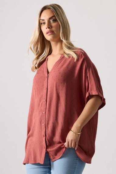 YOURS Curve Rust Orange Textured Dobby Blouse