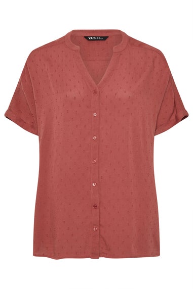 YOURS Curve Rust Orange Textured Dobby Blouse