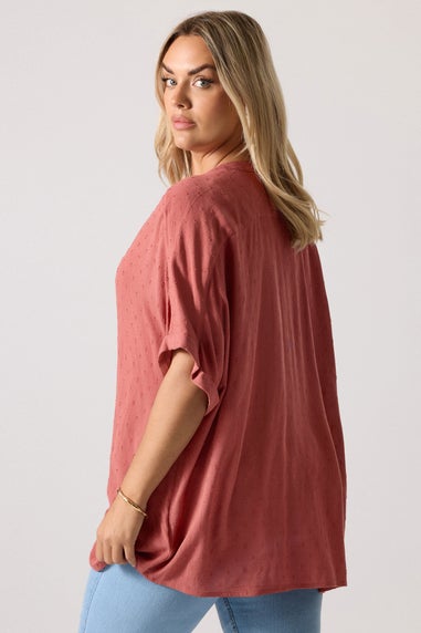 YOURS Curve Rust Orange Textured Dobby Blouse