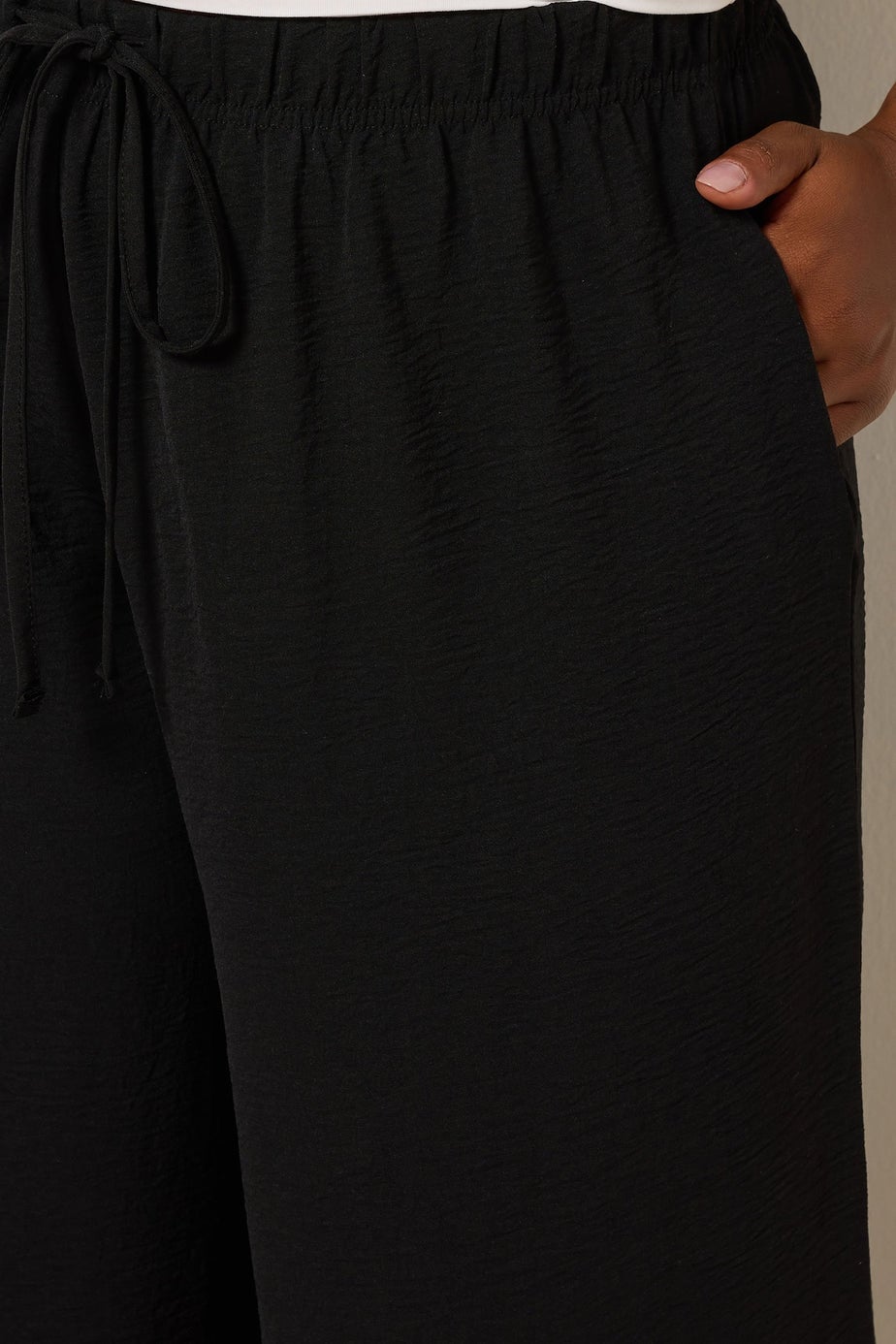Yours Curve Black Washed Twill Culottes