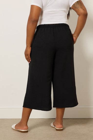 Yours Curve Black Washed Twill Culottes