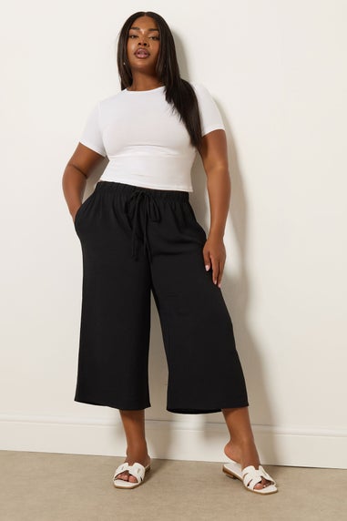 Yours Curve Black Washed Twill Culottes