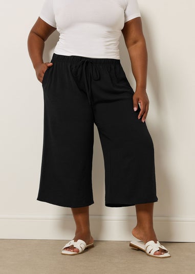 Yours Curve Black Washed Twill Culottes