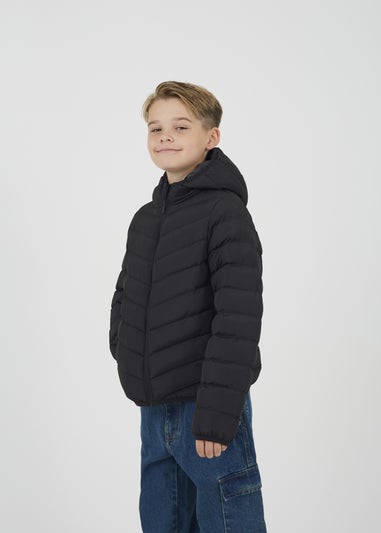 Brave Soul Black Hooded Puffer Jacket (7-13 yrs)