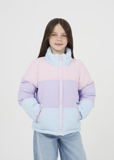 Brave Soul Pink Colourblock Padded Jacket (7-13 yrs)