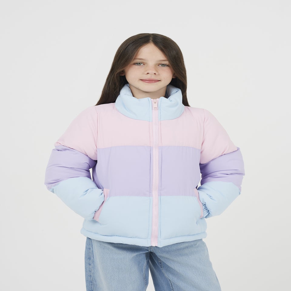 Brave Soul Pink Colourblock Padded Jacket (7-13 yrs)