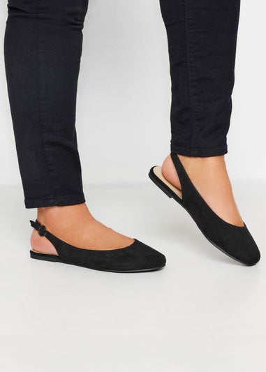 Black Faux Suede Slingback Pumps In Extra Wide Fit