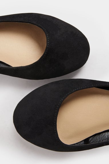 Black Faux Suede Slingback Pumps In Extra Wide Fit