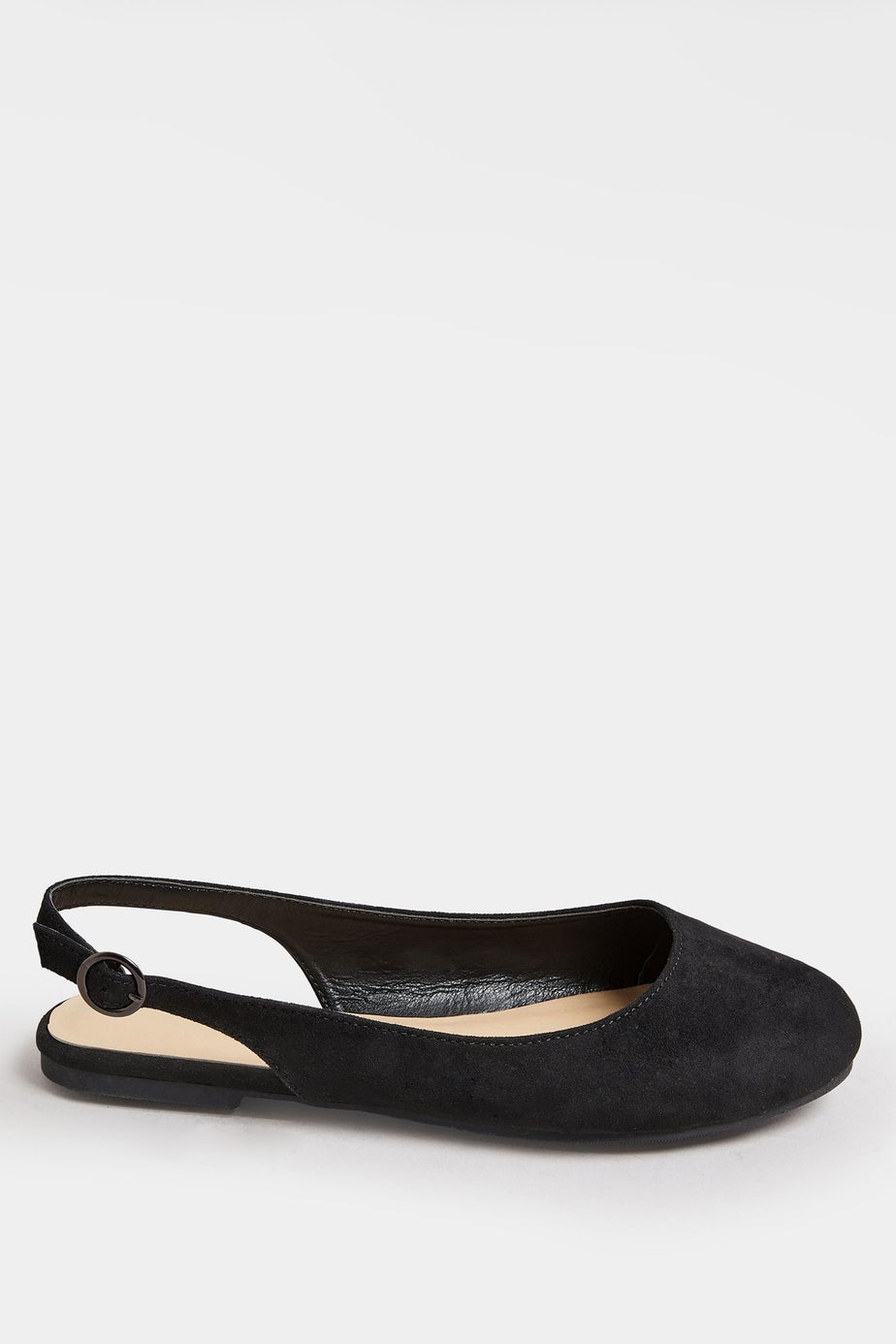 Black Faux Suede Slingback Pumps In Extra Wide Fit