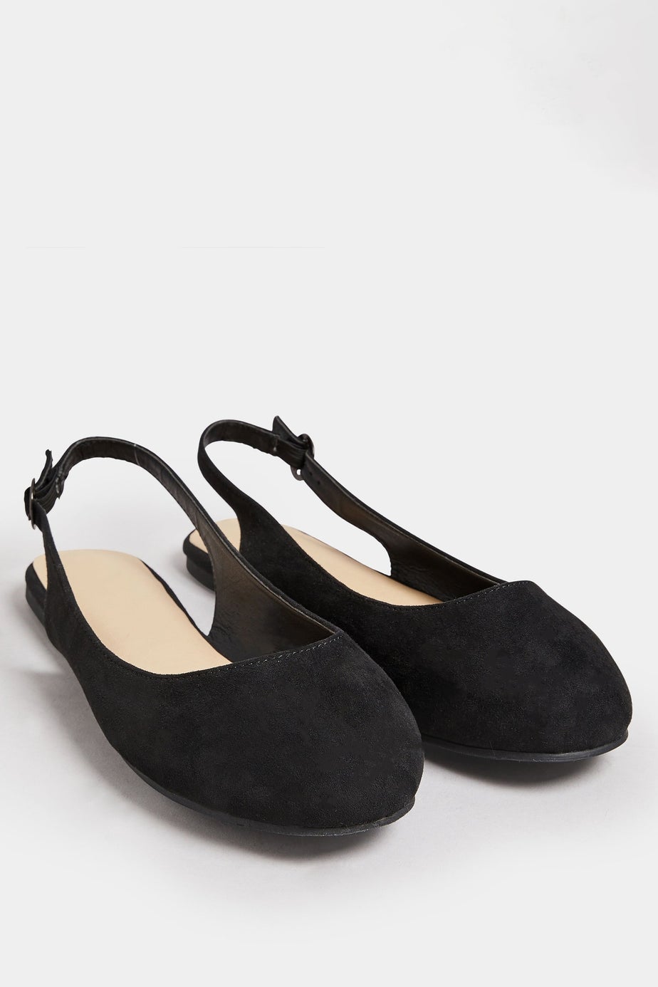 Black Faux Suede Slingback Pumps In Extra Wide Fit