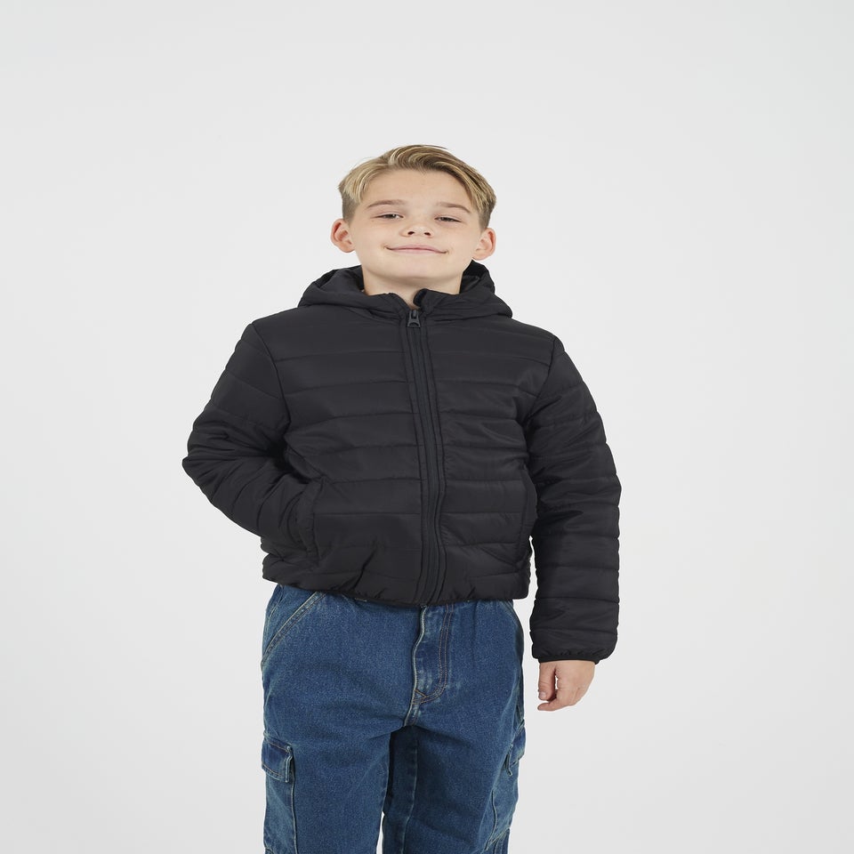 Brave Soul Black Hooded Puffer Jacket (7-13 yrs)