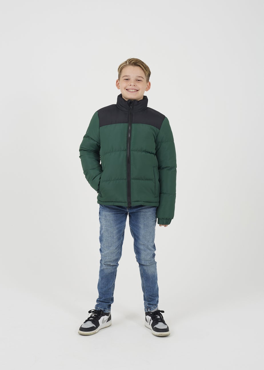 Brave Soul Khaki Colourblock Padded Jacket (7-13 yrs)