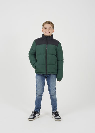 Brave Soul Khaki Colourblock Padded Jacket (7-13 yrs)