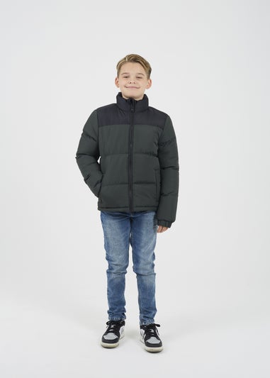 Brave Soul Khaki Colourblock Padded Jacket (7-13 yrs)