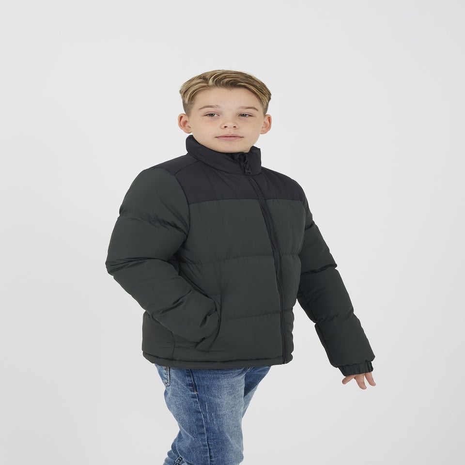 Brave Soul Khaki Colourblock Padded Jacket (7-13 yrs)