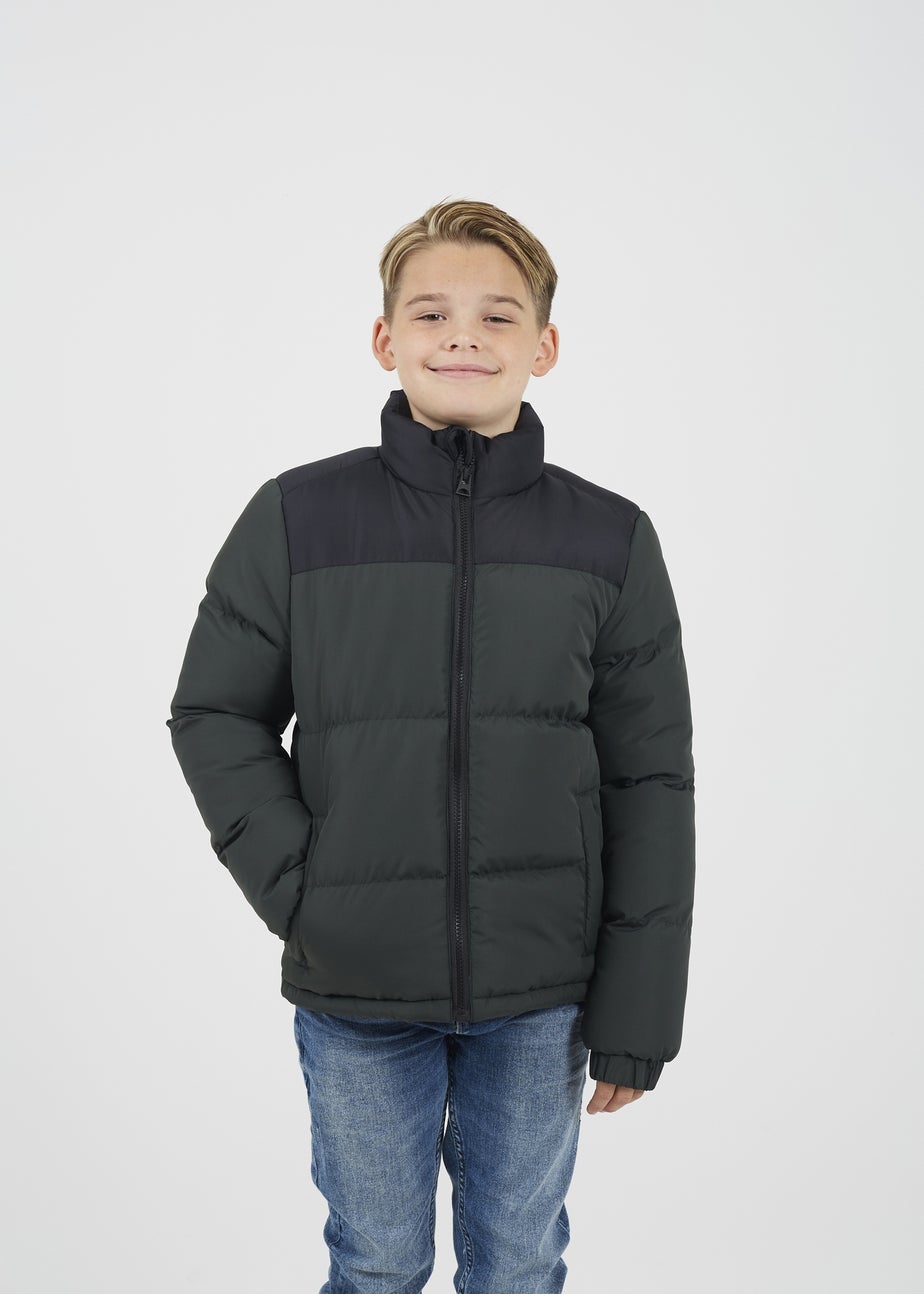 Brave Soul Khaki Colourblock Padded Jacket (7-13 yrs)