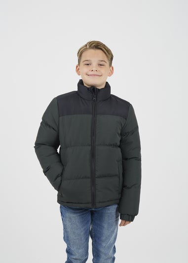 Brave Soul Khaki Colourblock Padded Jacket (7-13 yrs)