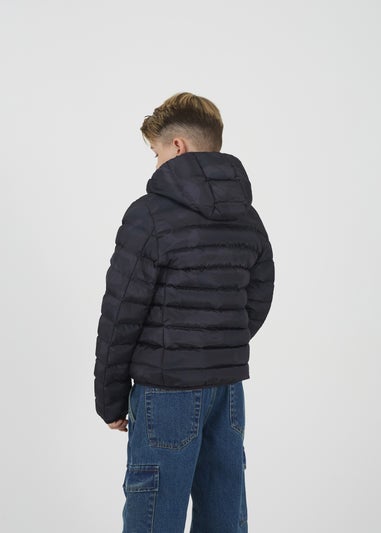 Brave Soul Black Camo Hooded Puffer Jacket (7-13 yrs)