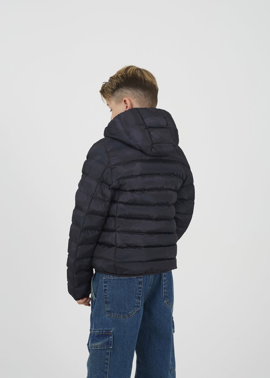 Brave Soul Black Camo Hooded Puffer Jacket (7-13 yrs)