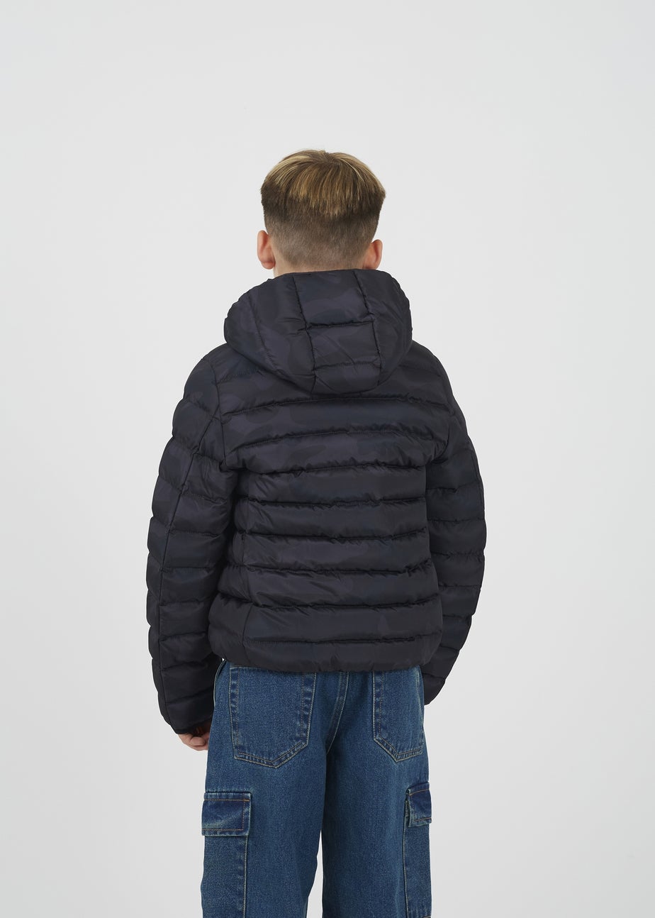Brave Soul Black Camo Hooded Puffer Jacket (7-13 yrs)