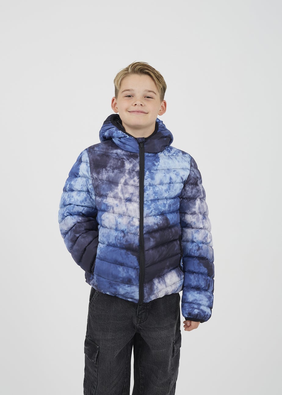 Brave Soul Blue Tie Dye Hooded Padded Jacket (7-13 yrs)