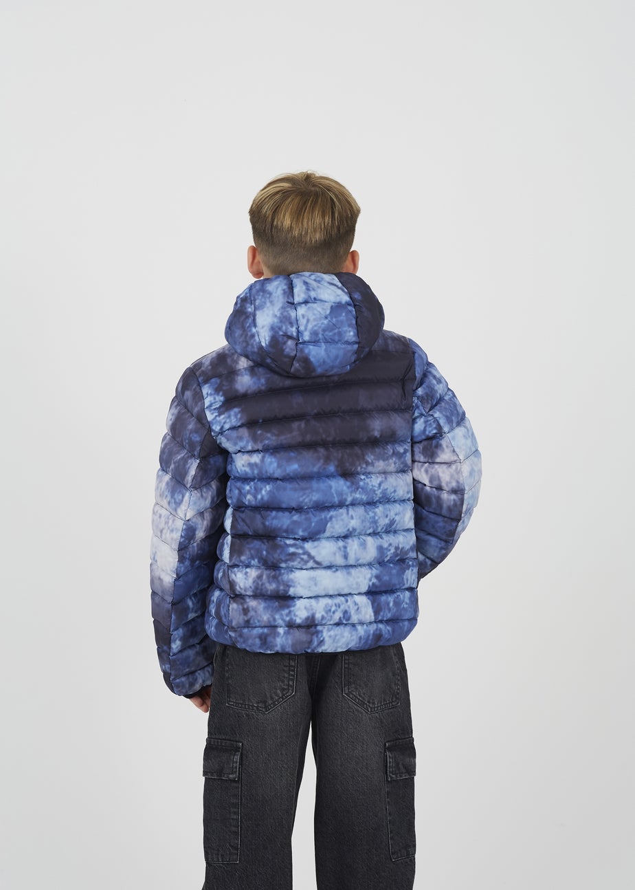Brave Soul Blue Tie Dye Hooded Padded Jacket (7-13 yrs)