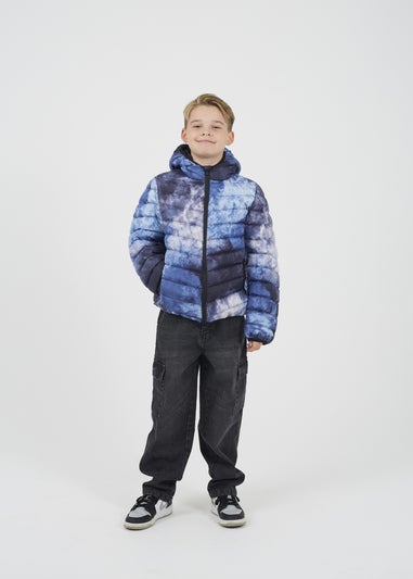 Brave Soul Blue Tie Dye Hooded Padded Jacket (7-13 yrs)